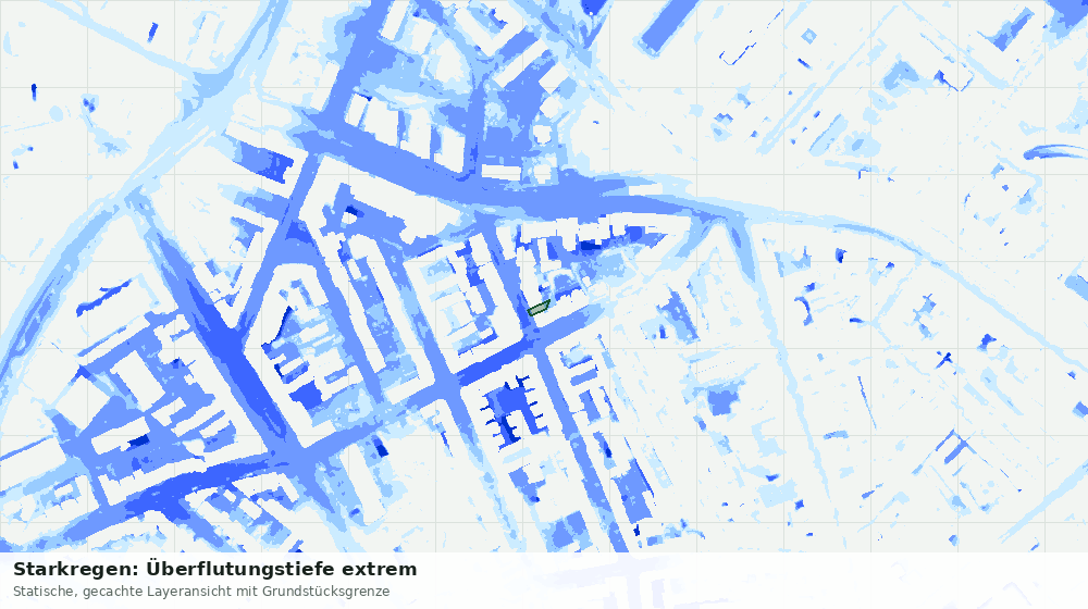 Statische Kartenansicht: Starkregen: Überflutungstiefe extrem