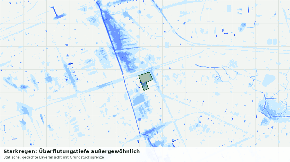 Statische Kartenansicht: Starkregen: Überflutungstiefe außergewöhnlich