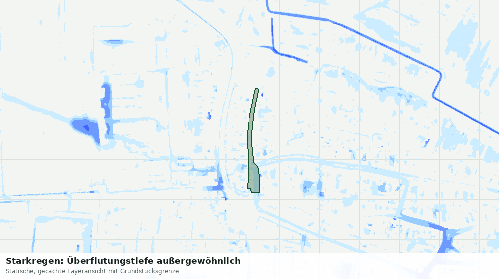 Statische Kartenansicht: Starkregen: Überflutungstiefe außergewöhnlich