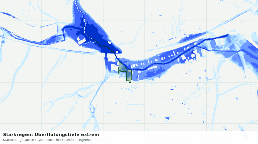 Statische Kartenansicht: Starkregen: Überflutungstiefe extrem