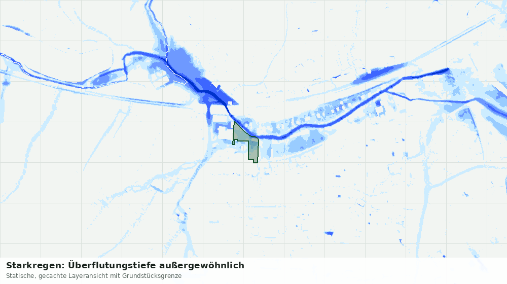 Statische Kartenansicht: Starkregen: Überflutungstiefe außergewöhnlich
