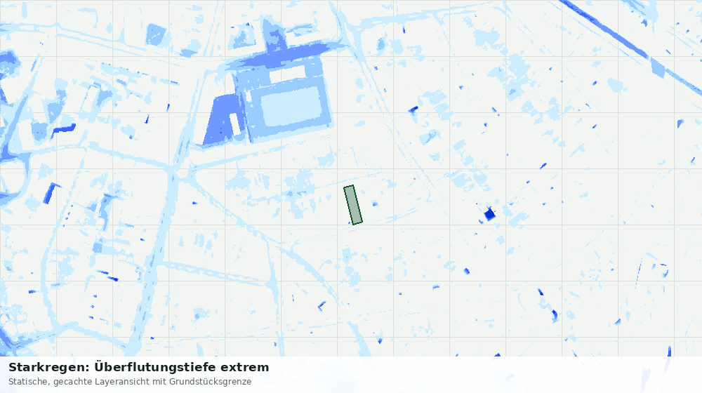 Statische Kartenansicht: Starkregen: Überflutungstiefe extrem