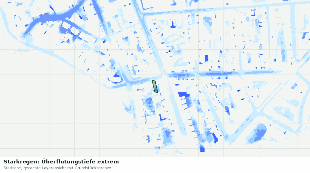 Statische Kartenansicht: Starkregen: Überflutungstiefe extrem
