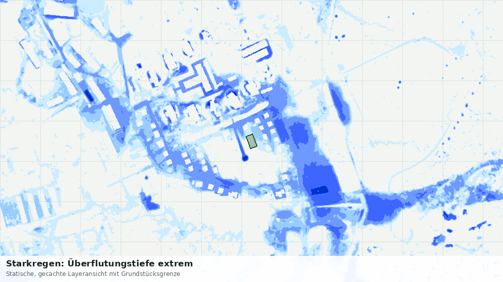 Statische Kartenansicht: Starkregen: Überflutungstiefe extrem