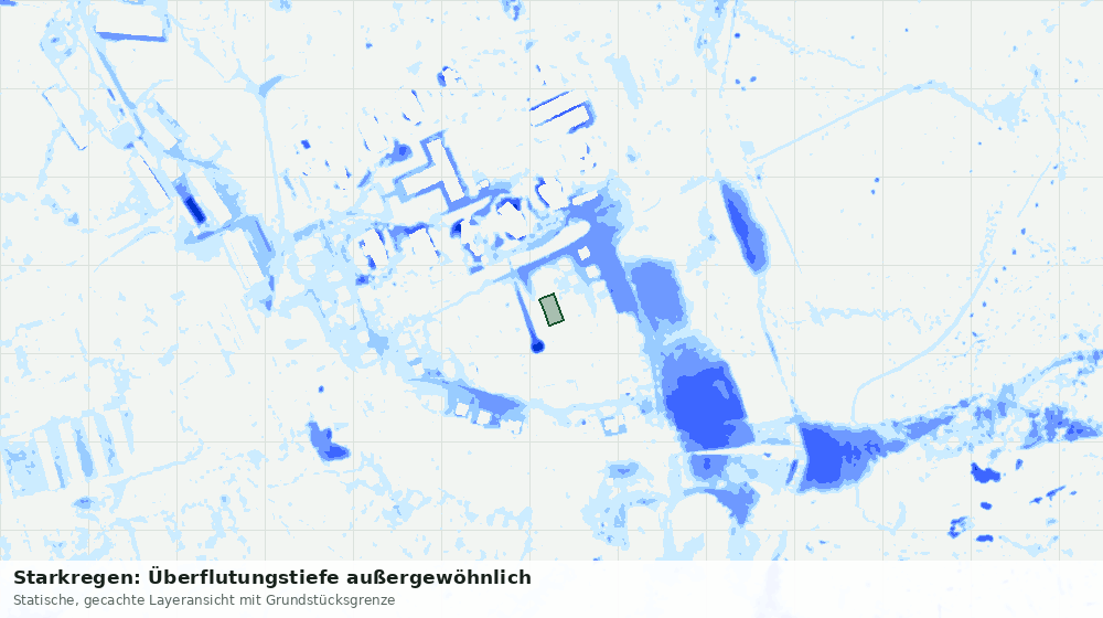 Statische Kartenansicht: Starkregen: Überflutungstiefe außergewöhnlich