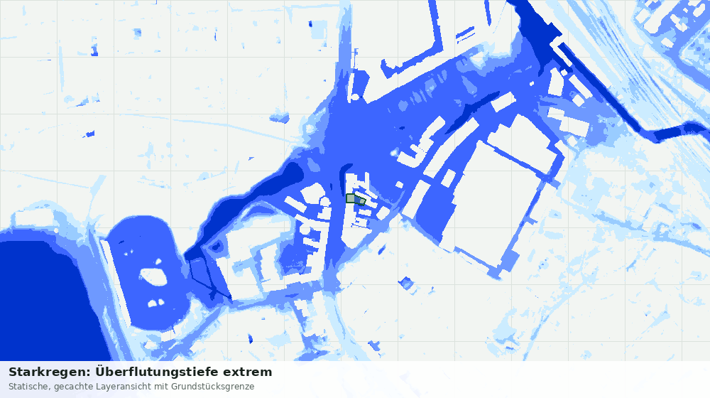 Statische Kartenansicht: Starkregen: Überflutungstiefe extrem
