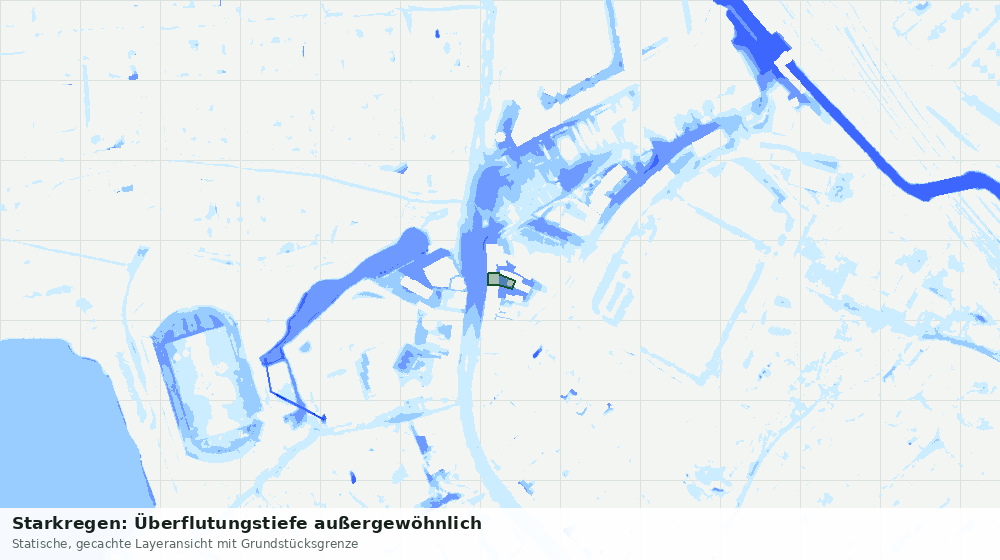 Statische Kartenansicht: Starkregen: Überflutungstiefe außergewöhnlich