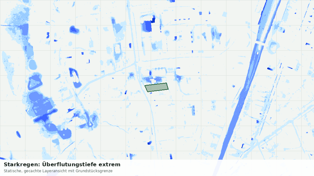 Statische Kartenansicht: Starkregen: Überflutungstiefe extrem