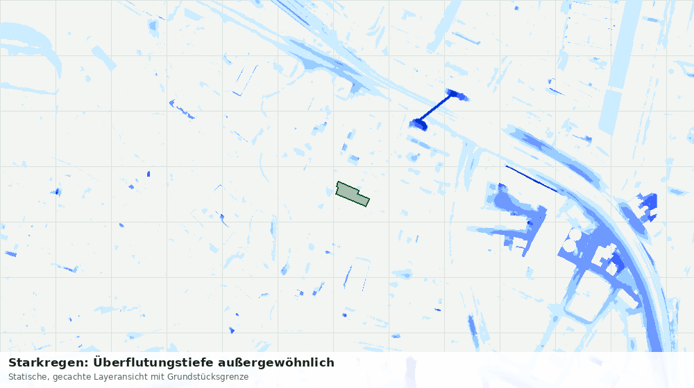 Statische Kartenansicht: Starkregen: Überflutungstiefe außergewöhnlich