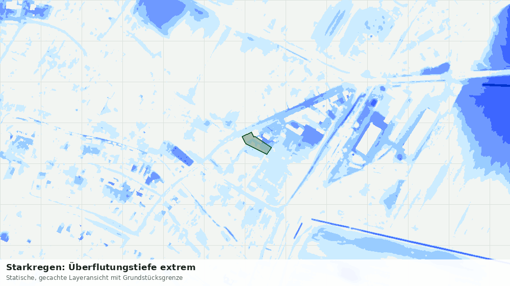 Statische Kartenansicht: Starkregen: Überflutungstiefe extrem