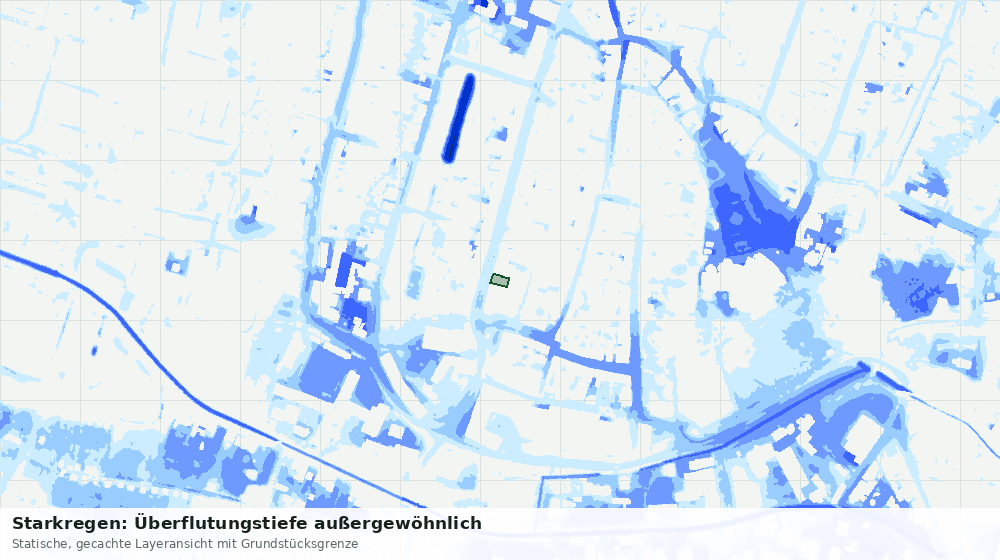Statische Kartenansicht: Starkregen: Überflutungstiefe außergewöhnlich