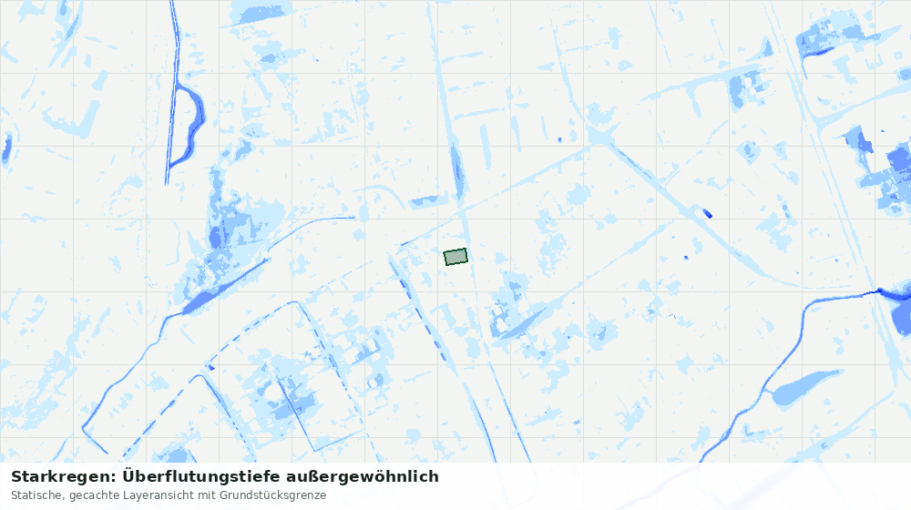 Statische Kartenansicht: Starkregen: Überflutungstiefe außergewöhnlich