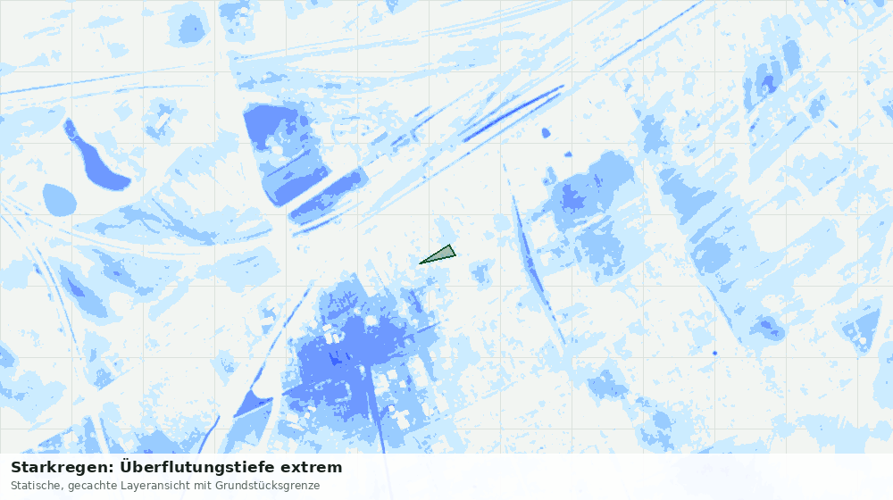 Statische Kartenansicht: Starkregen: Überflutungstiefe extrem