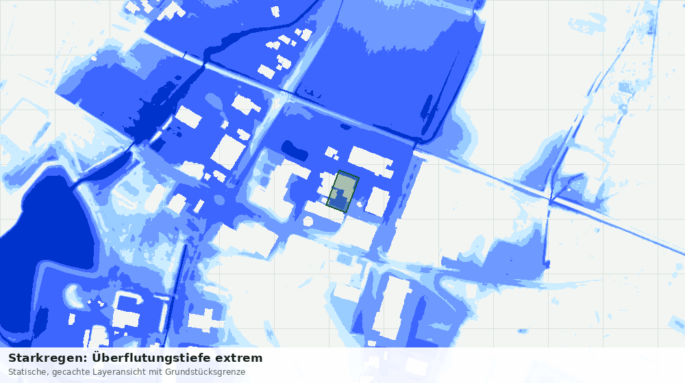 Statische Kartenansicht: Starkregen: Überflutungstiefe extrem