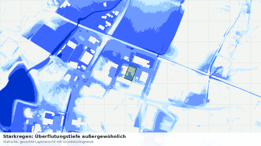 Statische Kartenansicht: Starkregen: Überflutungstiefe außergewöhnlich