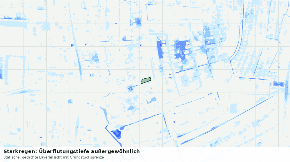 Statische Kartenansicht: Starkregen: Überflutungstiefe außergewöhnlich