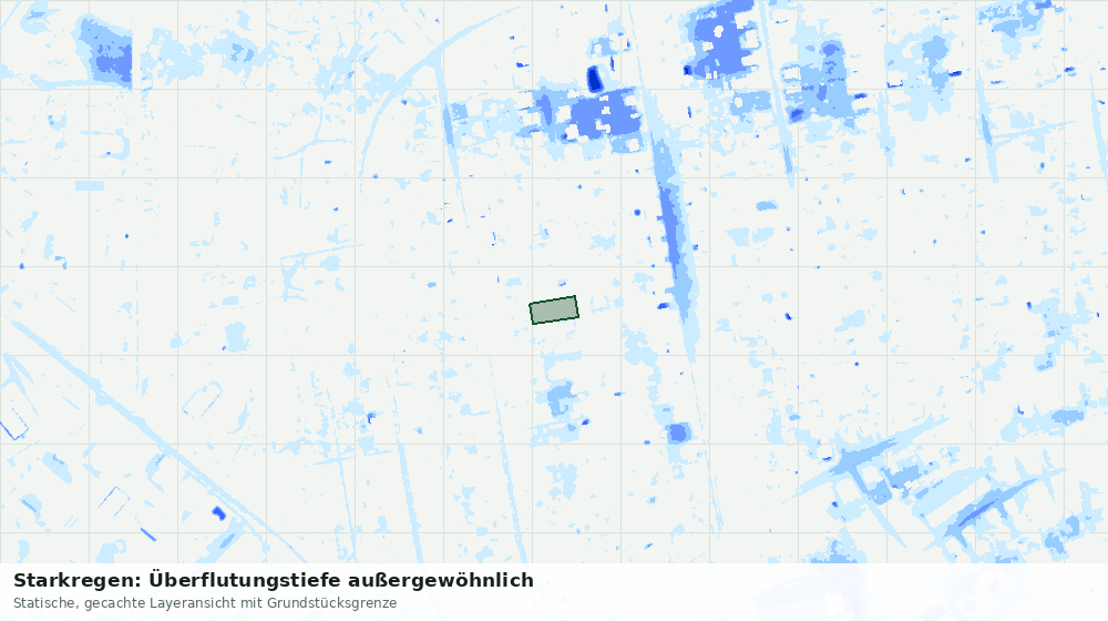 Statische Kartenansicht: Starkregen: Überflutungstiefe außergewöhnlich