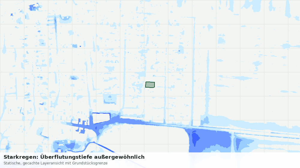 Statische Kartenansicht: Starkregen: Überflutungstiefe außergewöhnlich