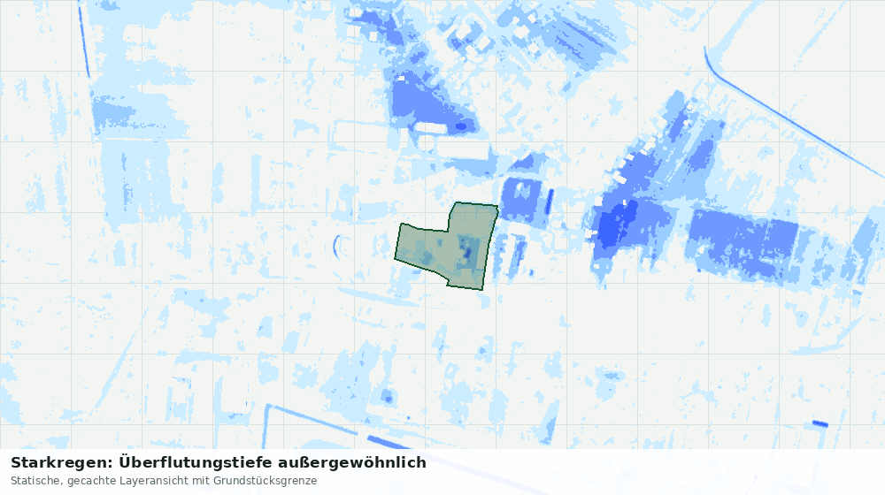 Statische Kartenansicht: Starkregen: Überflutungstiefe außergewöhnlich