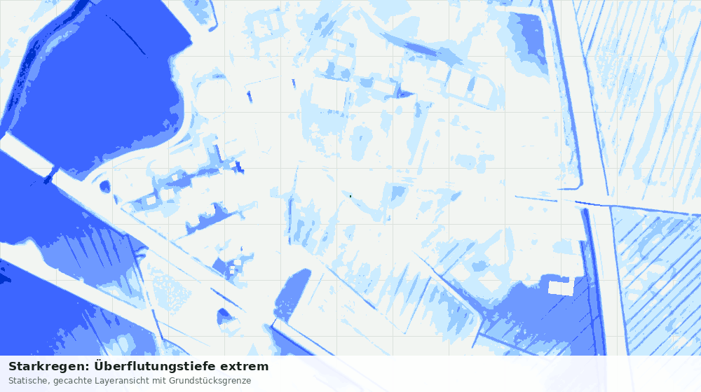 Statische Kartenansicht: Starkregen: Überflutungstiefe extrem