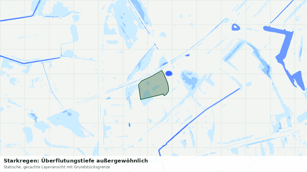 Statische Kartenansicht: Starkregen: Überflutungstiefe außergewöhnlich