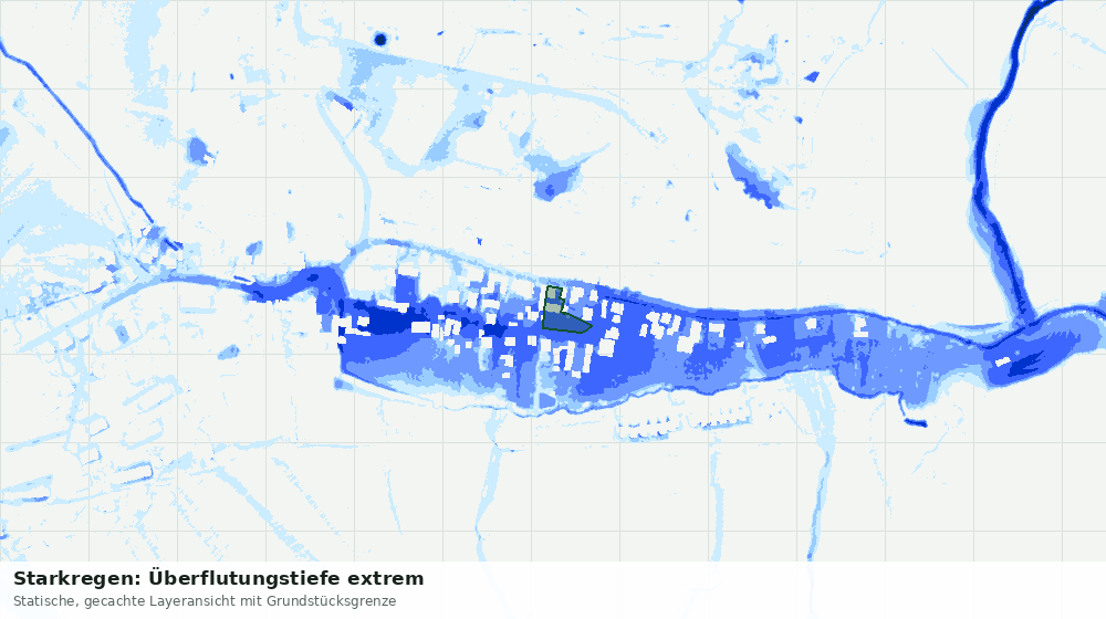 Statische Kartenansicht: Starkregen: Überflutungstiefe extrem