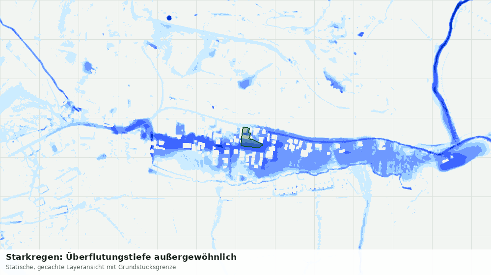 Statische Kartenansicht: Starkregen: Überflutungstiefe außergewöhnlich