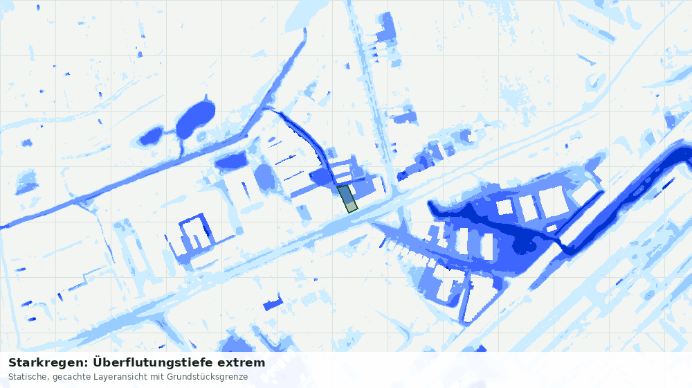 Statische Kartenansicht: Starkregen: Überflutungstiefe extrem