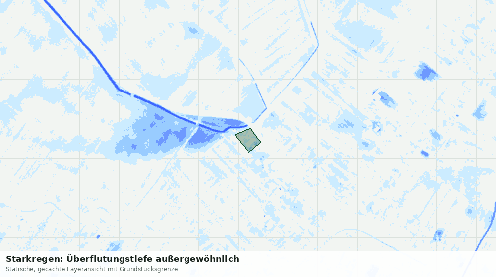 Statische Kartenansicht: Starkregen: Überflutungstiefe außergewöhnlich