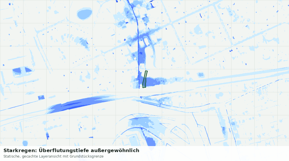 Statische Kartenansicht: Starkregen: Überflutungstiefe außergewöhnlich