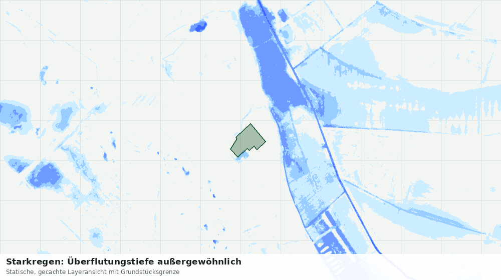 Statische Kartenansicht: Starkregen: Überflutungstiefe außergewöhnlich