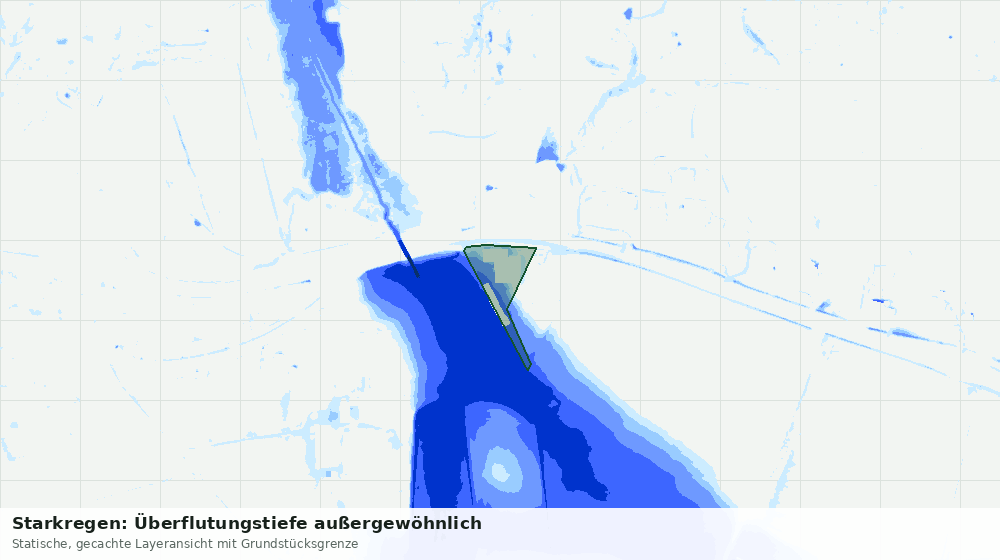 Statische Kartenansicht: Starkregen: Überflutungstiefe außergewöhnlich