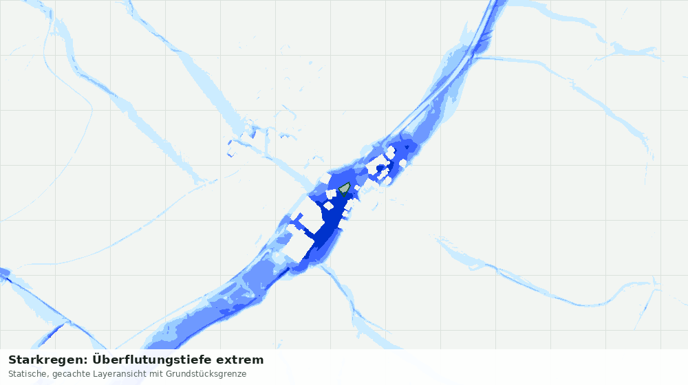 Statische Kartenansicht: Starkregen: Überflutungstiefe extrem