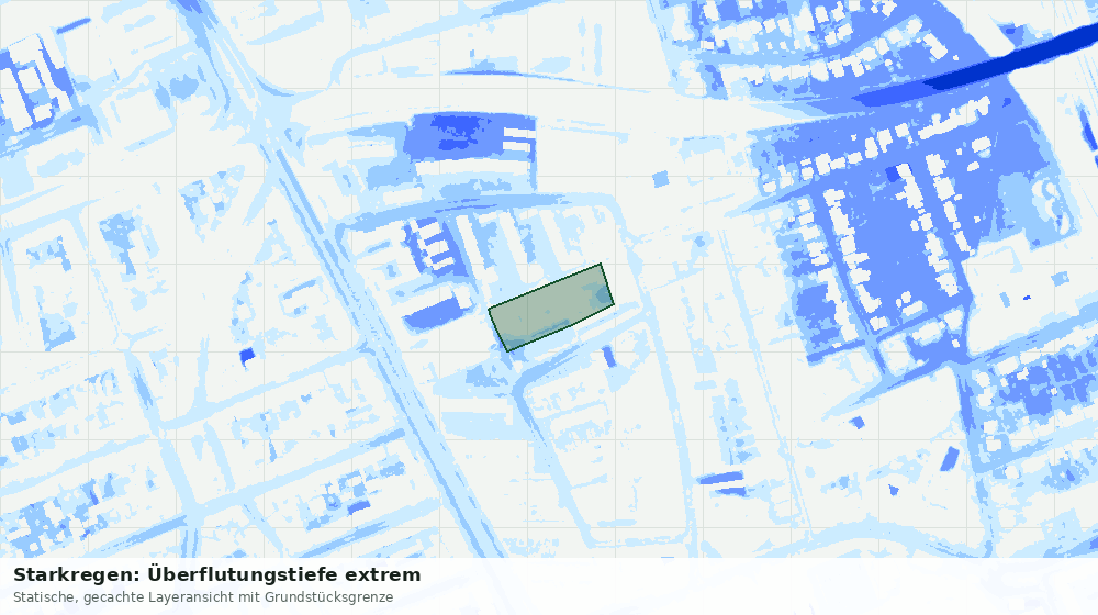 Statische Kartenansicht: Starkregen: Überflutungstiefe extrem
