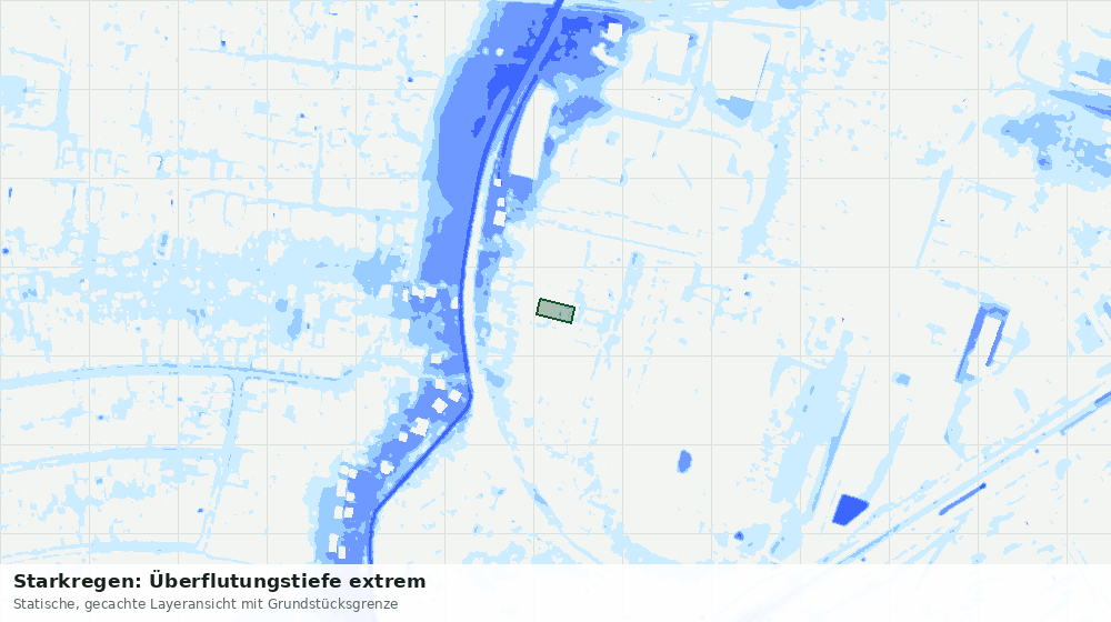 Statische Kartenansicht: Starkregen: Überflutungstiefe extrem
