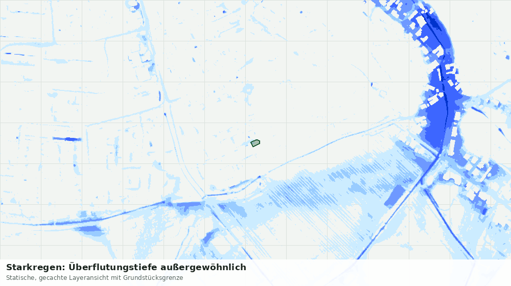 Statische Kartenansicht: Starkregen: Überflutungstiefe außergewöhnlich