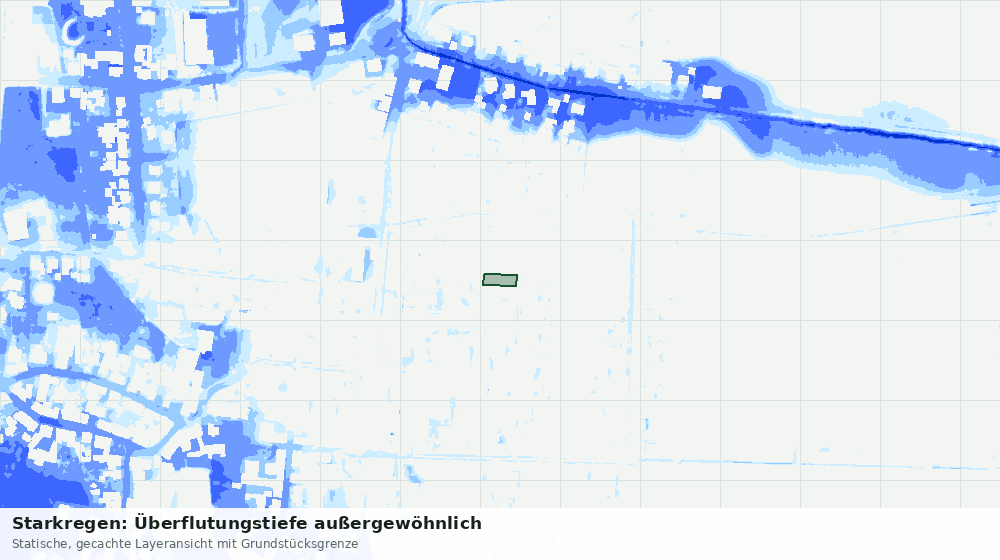 Statische Kartenansicht: Starkregen: Überflutungstiefe außergewöhnlich