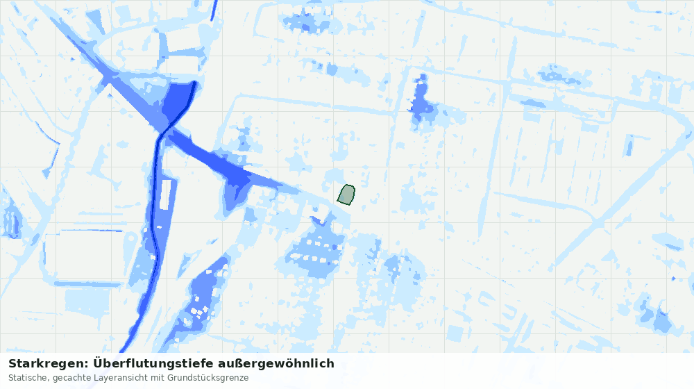 Statische Kartenansicht: Starkregen: Überflutungstiefe außergewöhnlich