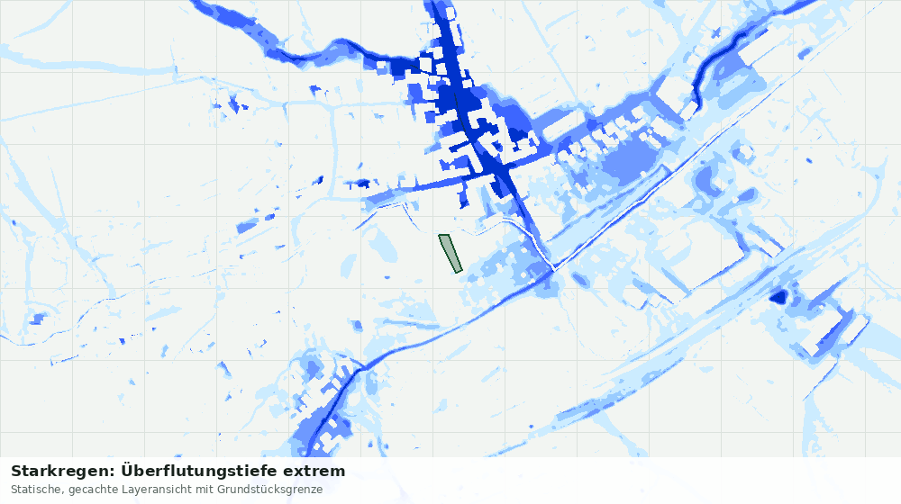 Statische Kartenansicht: Starkregen: Überflutungstiefe extrem