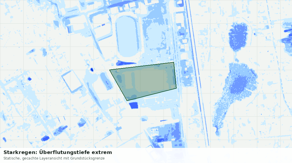 Statische Kartenansicht: Starkregen: Überflutungstiefe extrem