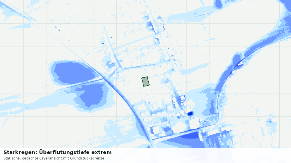 Statische Kartenansicht: Starkregen: Überflutungstiefe extrem