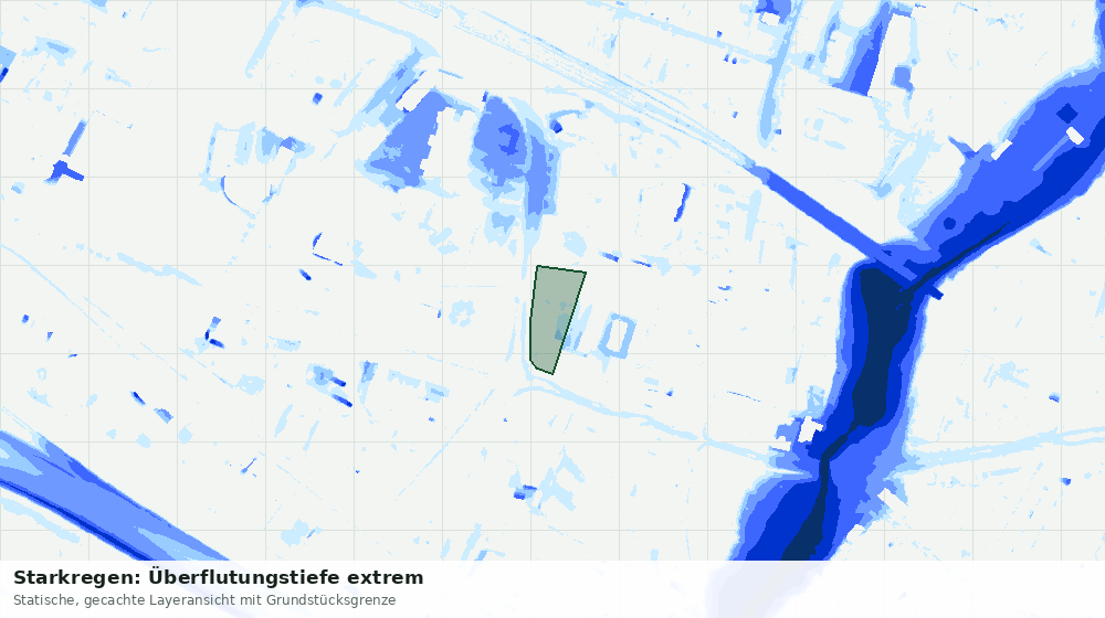 Statische Kartenansicht: Starkregen: Überflutungstiefe extrem