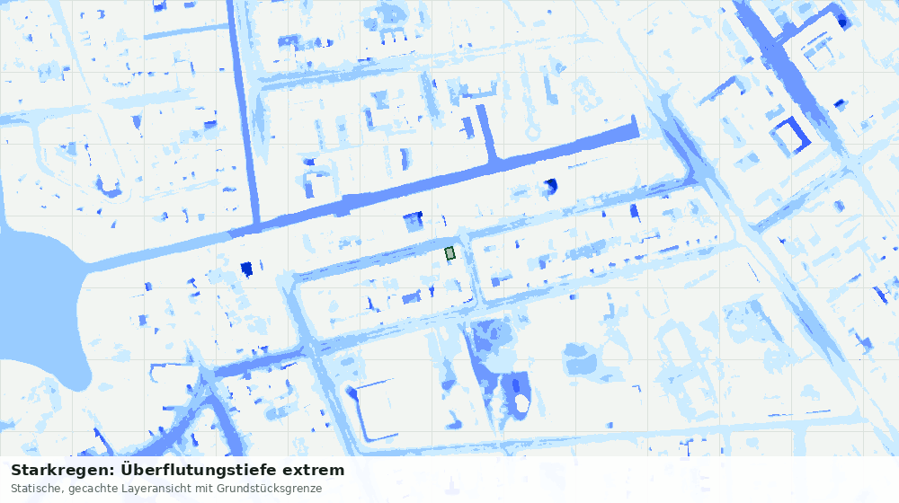 Statische Kartenansicht: Starkregen: Überflutungstiefe extrem
