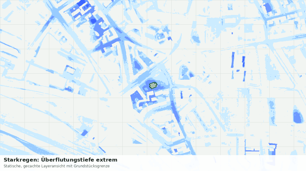 Statische Kartenansicht: Starkregen: Überflutungstiefe extrem
