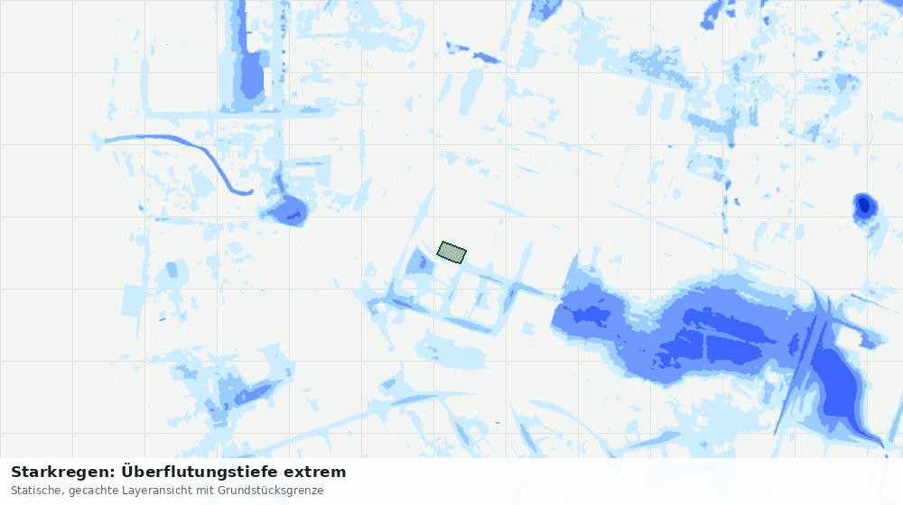 Statische Kartenansicht: Starkregen: Überflutungstiefe extrem