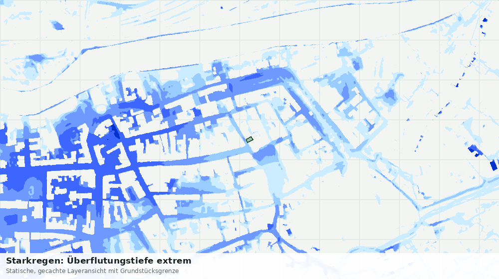 Statische Kartenansicht: Starkregen: Überflutungstiefe extrem