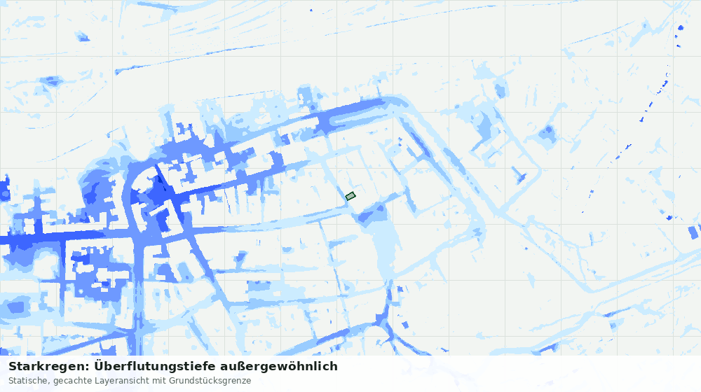 Statische Kartenansicht: Starkregen: Überflutungstiefe außergewöhnlich