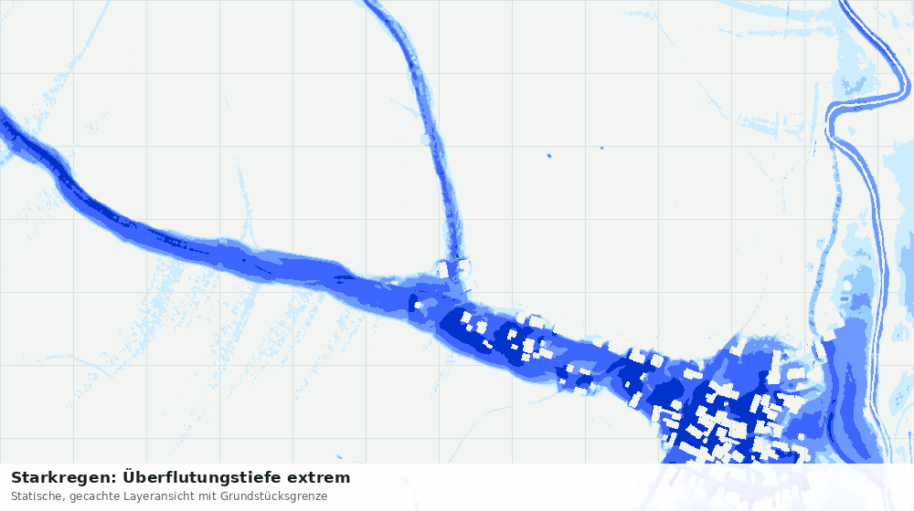 Statische Kartenansicht: Starkregen: Überflutungstiefe extrem