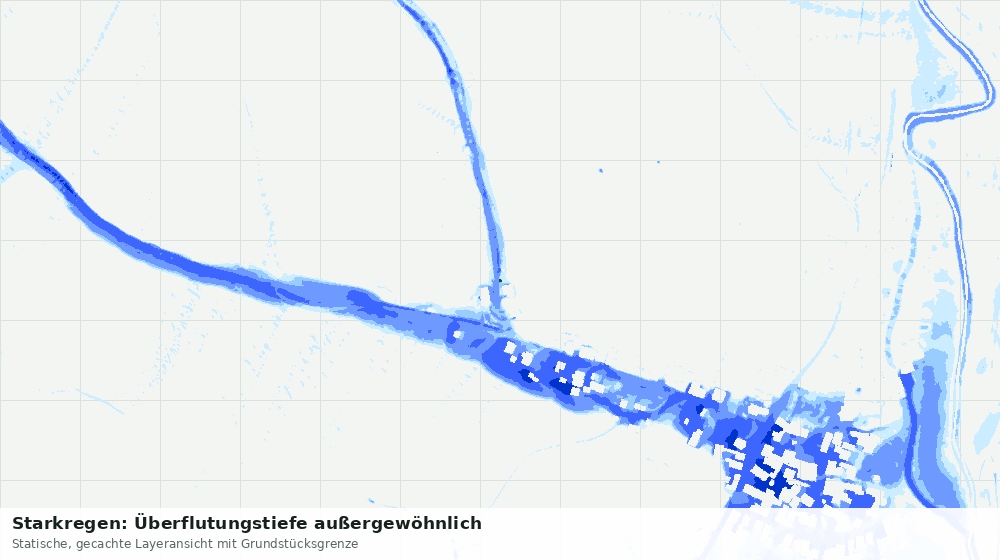 Statische Kartenansicht: Starkregen: Überflutungstiefe außergewöhnlich