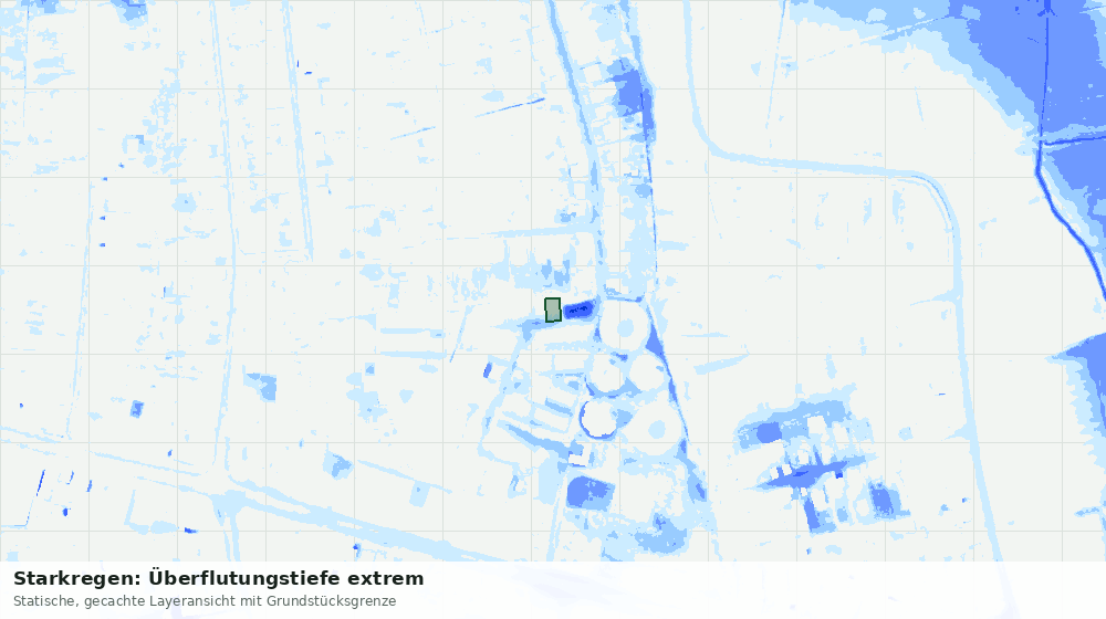 Statische Kartenansicht: Starkregen: Überflutungstiefe extrem